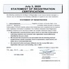 Jul 3,2020 Statement of Registration Certification